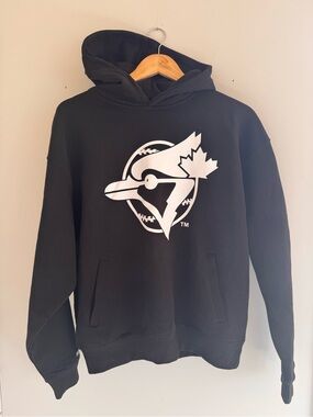 Mitchell & Ness Black Hoodie with White Blue Jay Emblem